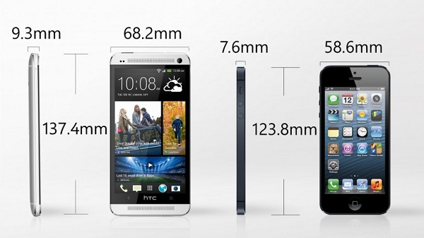 مقایسه تصویری مشخصات HTC One با iPhone 5